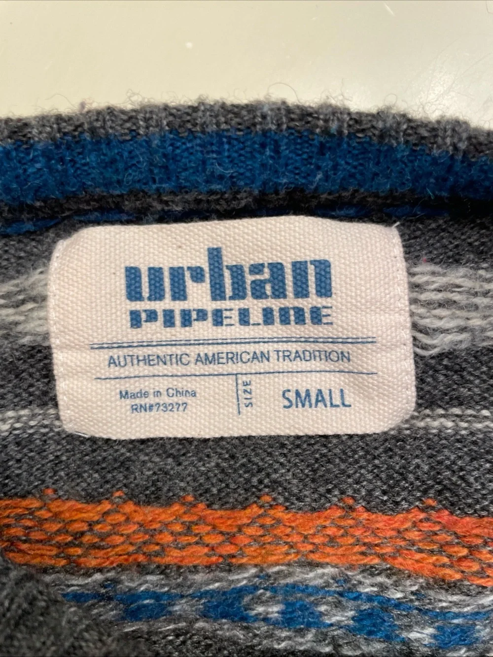 Urban Pipeline Men's Grey Fair Isle Crewneck Sweater - Multicolor Pattern Sz S
